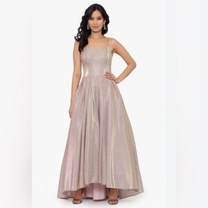 Betsy and Adam Bella Galaxy hi low gown